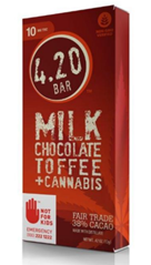 an image of 420 bar milk chocolate toffee with cannabis
